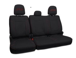 Ford Raptor Rear Seat Covers - PRP Seats - Bench - Black with Red Stitch - `12-`14